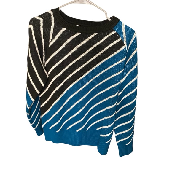 Liz Claiborne Black and Blue Striped Sweater - Picture 1 of 4